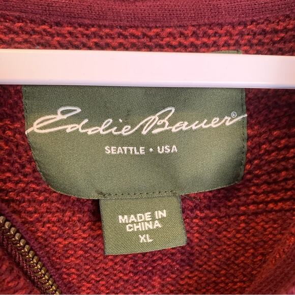 Eddie Bauer Men’s Quarter Zip maroon colored pullover men’s size XL - Picture 2 of 11